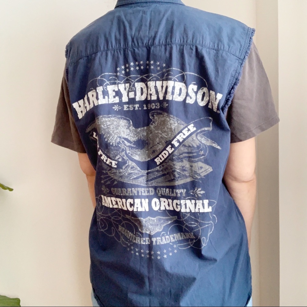 HARLEY DAVIDSON Cotton Sleeveless Vest Top Flag M - Picture 3 of 15